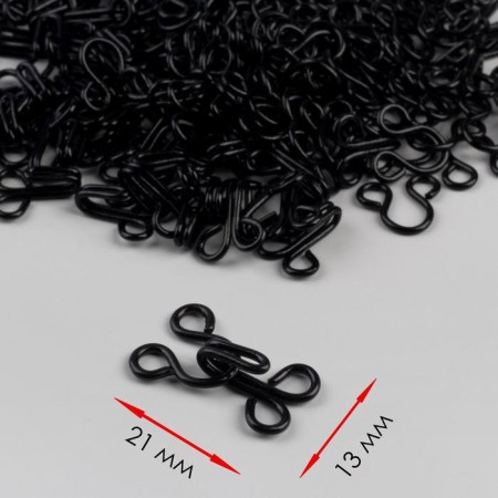 Sewing hook No. 4, 21 × 13 mm, 100 pcs, black color