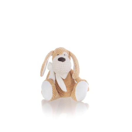 Soft toy Gulliver dog with a bow, beige color, 30 cm