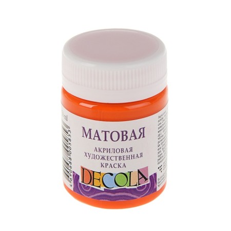 Acrylic matte paint 50 ml, ZHK Decola, Orange, 14328315