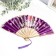 Fan bamboo, textiles h = 21 cm bend, with a brush "flowers" in a box, purple