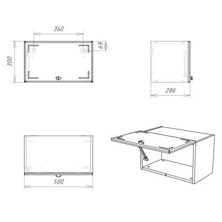 Bathroom hinged cabinet 01-50, 30 x 50 x 28.6 cm-4