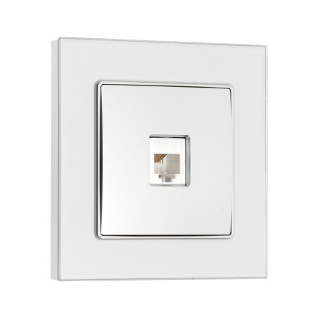 Single single Glossy Glass telephone socket, hidden, glass, silver-1