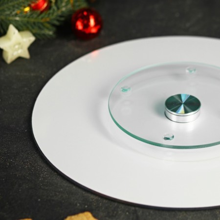 Glass stand for the cake rotating Daulay "Winter still life", D = 32 cm-2