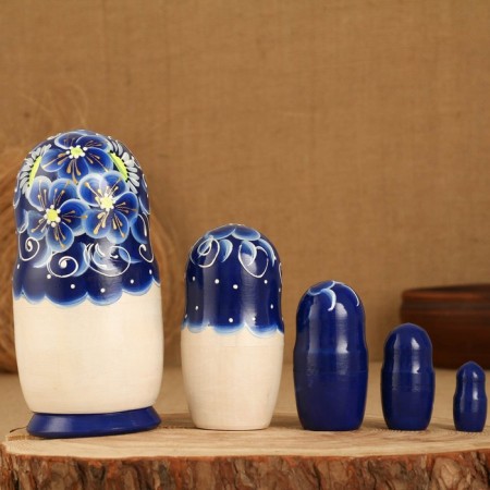 Matryoshka 5 puppet "Sima" blue, 17-18cm, manual painting.-1