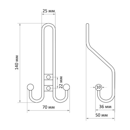 Hook furniture tundra TKT002, three -rod, chrome-7