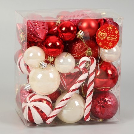 Set of jewelry plastic 40 pcs "Winter Joy" white-red-1