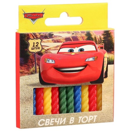 Набор свечей для торта "С Днем Рождения", 12 штук, Тачки-3