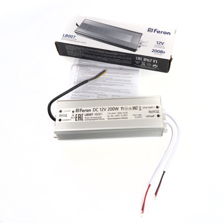 Electronic transformer for 12 W LED tape, Feron, LB007, 12.5A, 150 W-3