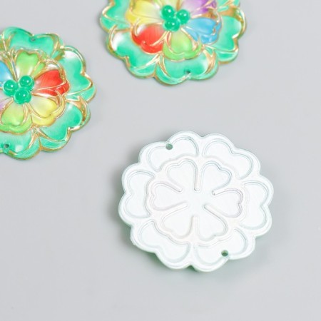 Decor for creativity plastic "Lace Flower" Green 3.2x3.3 cm-1