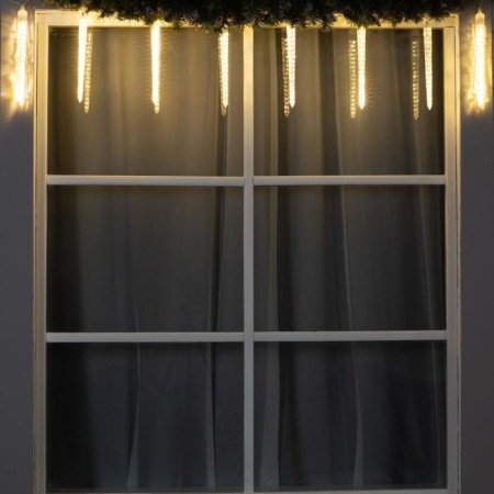Garland “icicles rhyflated” 2.5 × 0.3 m, IP65, transparent thread, 192 LED, glow warm white with a drain effect, 12 V effect-2