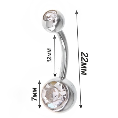 Piercing in the navel “Banana”, l = 2.2 cm, white color in silver, packing 20 pcs.