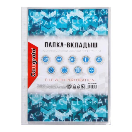 A4, 25 microns, calligrata, glossy, vertical, 100 pieces-1