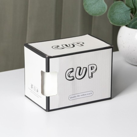 Ceramic mug with a spoon "Stylish Bear", 320 ml, white color-5