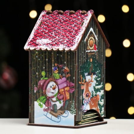 Tea house/ piggy bank, brown tree, 16.5x10x9 cm-1