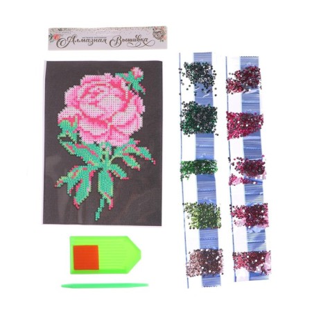 Diamond mosaic with partial filling on the canvas "Flower", 15 x 21 cm-2