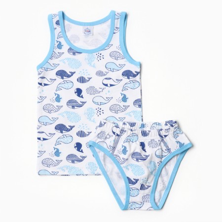 A set for a boy (T -shirt, panties), blue color, height 110 cm