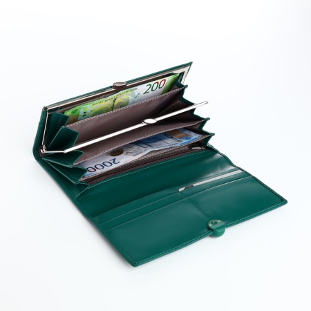 Women's wallet on magnets, green color-3