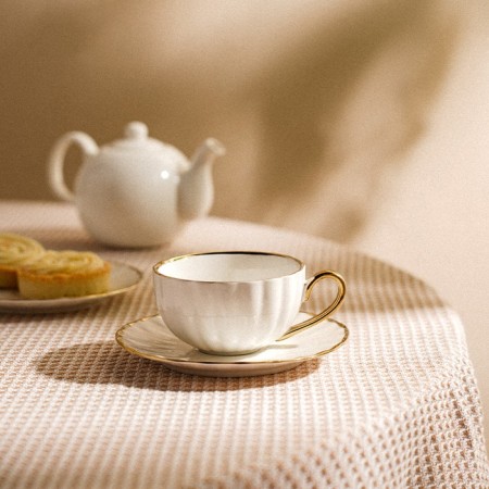 Tea steam porcelain SL Home "Garda", 2 items: a cup 200 ml, a saucer d = 15 cm, white color-4