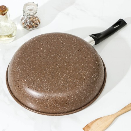 Rock pan, d = 29 cm, plastic handle, anti -stick coating, brown color-2