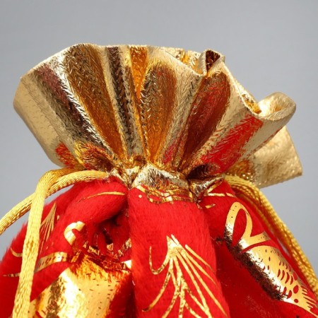 Bag gift plush "New Year's ringing", bells, embossing, 20 x 30 cm +/- 1.5 cm, New Year-2