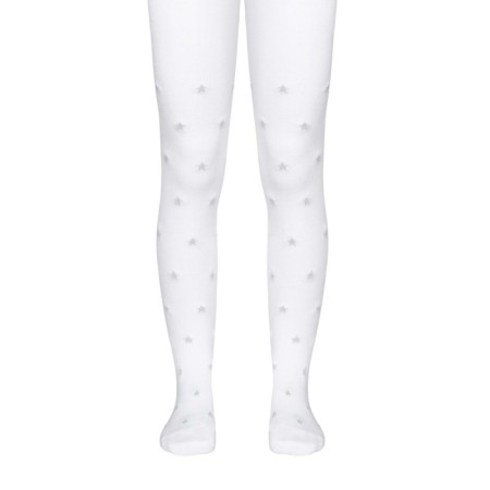 Children's tights with stars from Lurex Contse Kids Tip-Top, height 92-98 cm, white color