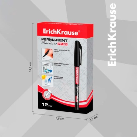 Marker - permanent Erichkrause FP -50, 0.6 mm, alcohol -based ink, light -resistant and waterproof, for any surfaces, black-3