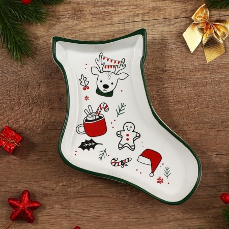 New Year! New Year's ceramic dish "New Year!", 20x15.5x3 cm, white color-3