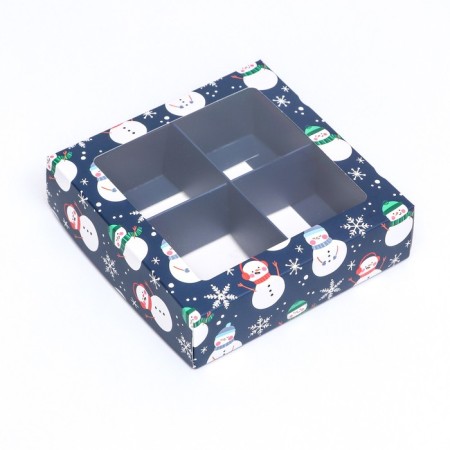 Box for sweets 4 pcs, 12.6 x 12.6 x 3.5 "Snowman"-6