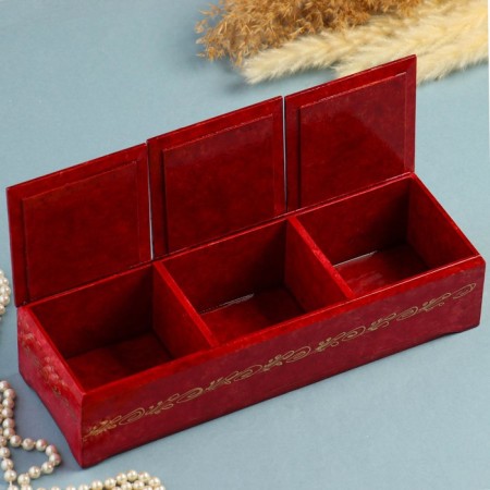 Triple box "Sakura", pink, lacquer miniature-1