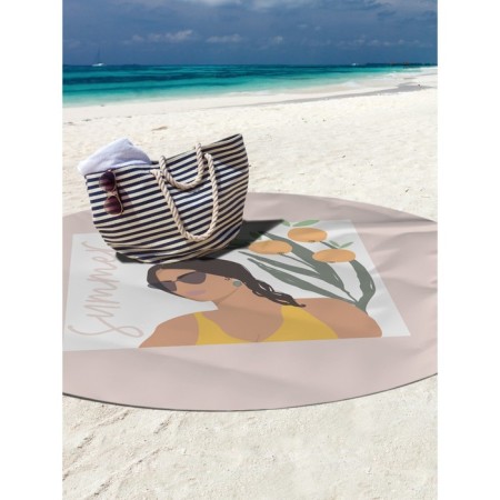 Pareo and beach rug "Girl on vacation", D = 150 cm-1