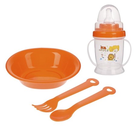 A set of children's dishes, 4 items: bowl, spoon, fork, bottle 200 ml, MIX color-3