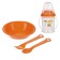 A set of children's dishes, 4 items: bowl, spoon, fork, bottle 200 ml, MIX color