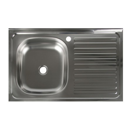 Kitchen sink "Vladiks", invoice, without siphon, 80x50 cm, left, stainless steel 0.4 mm