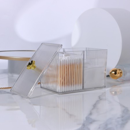 Organizer for storage "Flower", with a lid, 3 sections, 14 × 9 × 10.5 cm, the color is transparent/golden-3