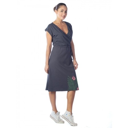 Women's dress "Tropical flowers", size 50, color gray-2