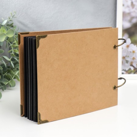 Photo album 30 black sheets "craft" on rings, small, density 350 g 17x22 cm-1