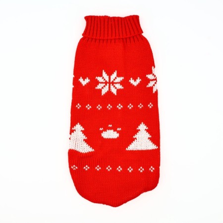 Clothing for dogs. Knitted sweater with "New Year" ornament, red, size XL-6