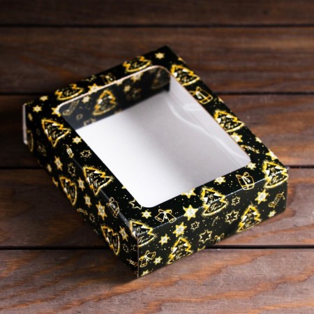 Gift box, lid is, with the window "Festive magic", 18 x 15 x 5 cm-2