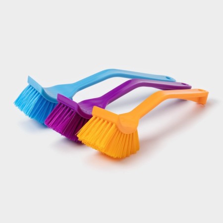 Brush for dishes with a curved handle of a share, 3 × 4 × 20 cm, color mix-8