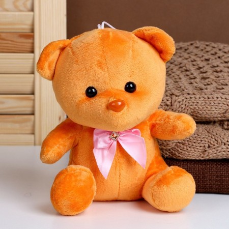 Soft toy "Bear" with a bow, 20 cm, brown color