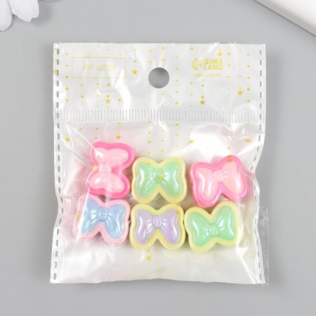 Busina for creativity plastic set 6 pcs. "Balt" color with mother -of -pearl mix 1.7x2 cm-2