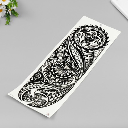 Tattoo on the body black "turtle on the sleeve" 48x17 cm-1