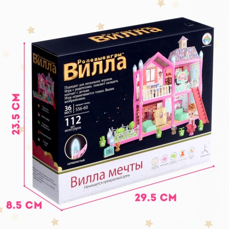 House for dolls "Fairytale life on the villa" with a doll, pets and accessories-9
