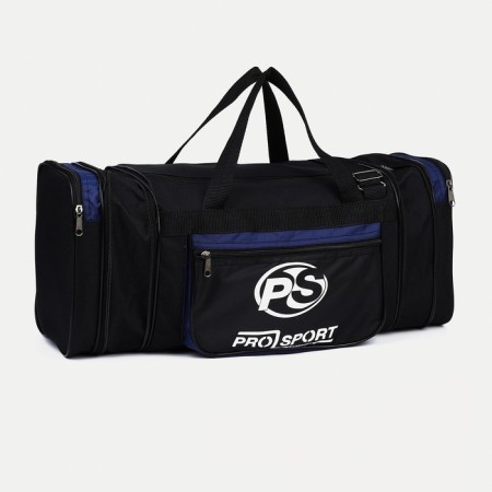 Sports bag with lightning, with an increase, 3 outer pockets, a long belt, black/blue color-2