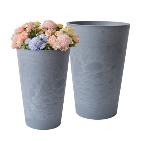 High pots with drainage liner, 20l light gray 31x31x46cm-2