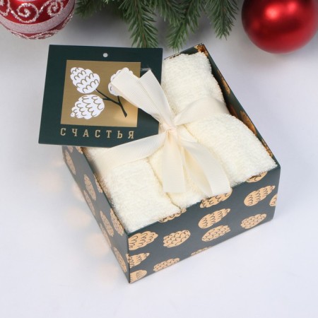 A set of terry towels "Happiness" 30x30 cm - 3 pcs, cotton 340g/m2-4