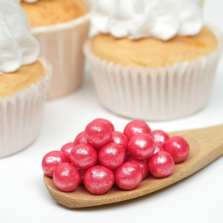 Sprinking confectionery "pearls", blown up rice grains, red 12-13 mm, 50 g-1