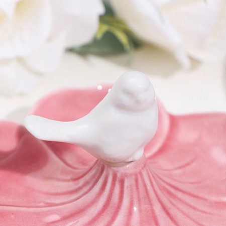 Top for the rings "Bird on a flower", pink-white, 12x6 cm-4