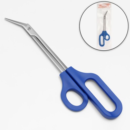 Scissors pedicure, curly, bent, wide, 21 cm, blue color-2