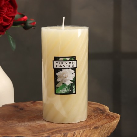 Candle-cylinder aromatic twisted "Jasminovid Madren", 7.5x15 cm-2